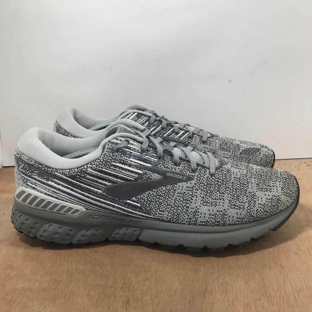 Brooks Mens Adrenaline GTS 19 Gray Athletic Running Shoes Sneakers Size 13